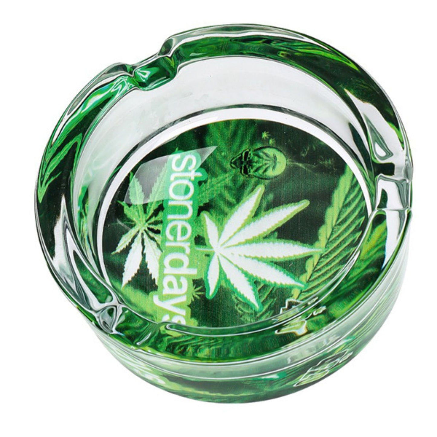 Geschenkset Bong – Glas-Aschenbecher, Hanfblatt 420 Dekor