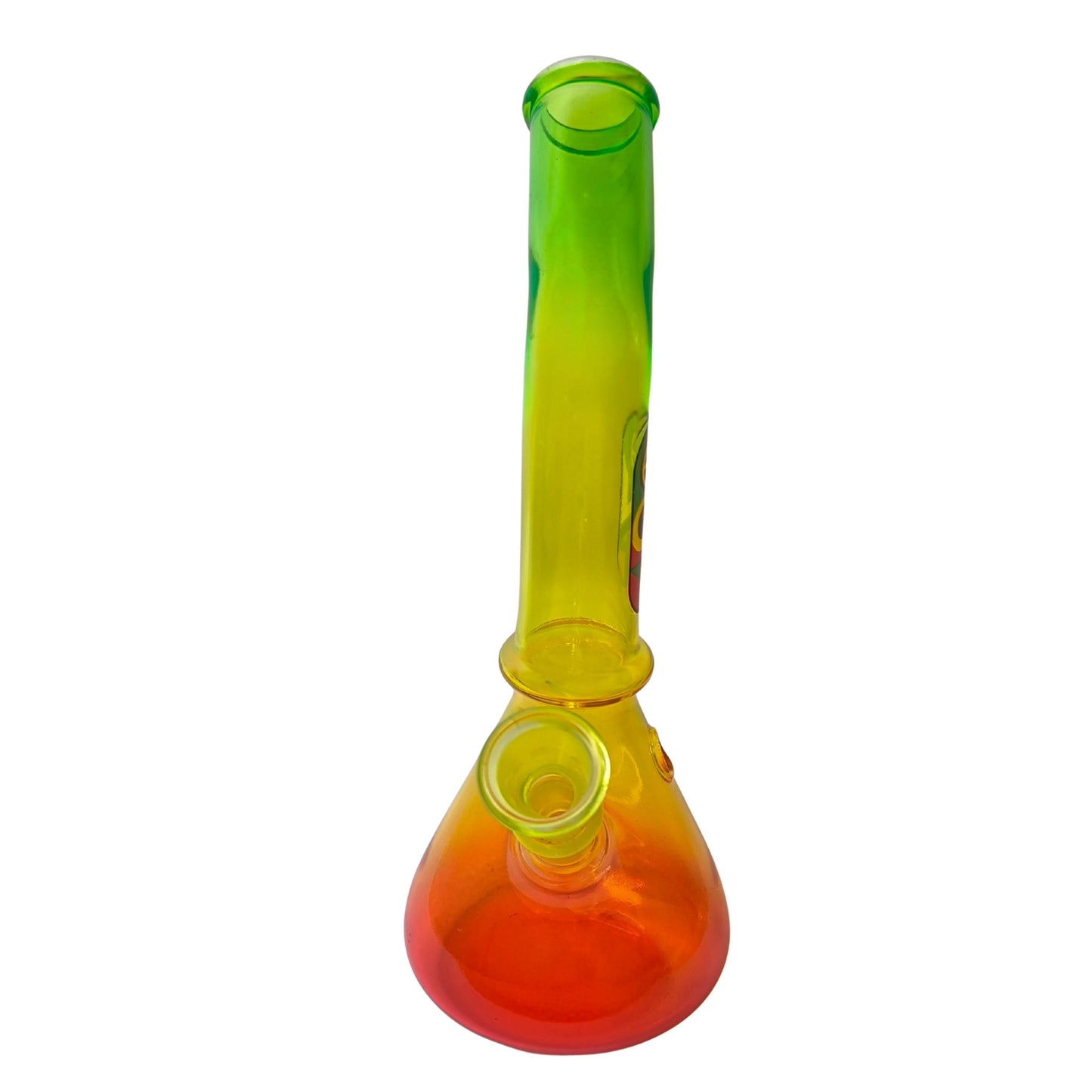 Glasbong Rasta – farbige Beaker-Bong mit Kickloch und 14,5 mm Schliff
