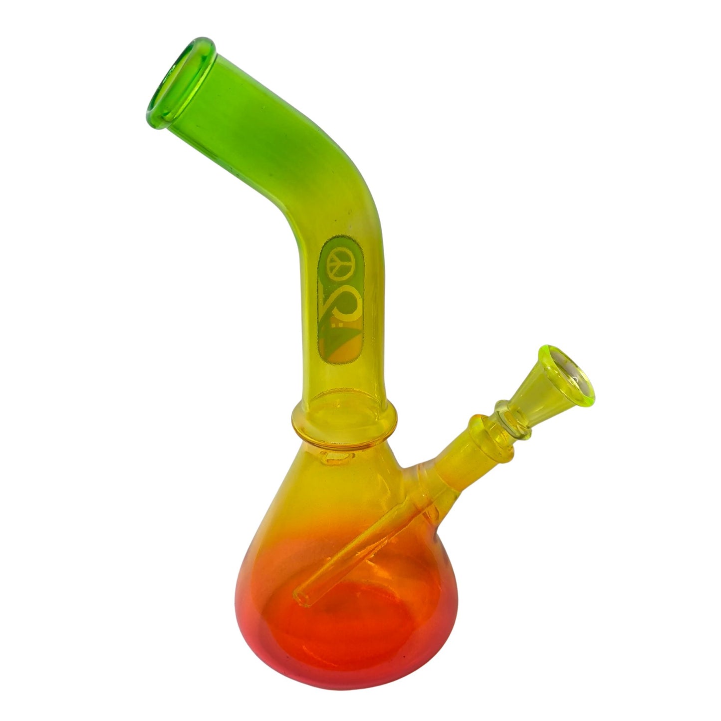 Glasbong Rasta 23 cm – Beaker-Bong in Gelb Rot Grün mit Kickloch