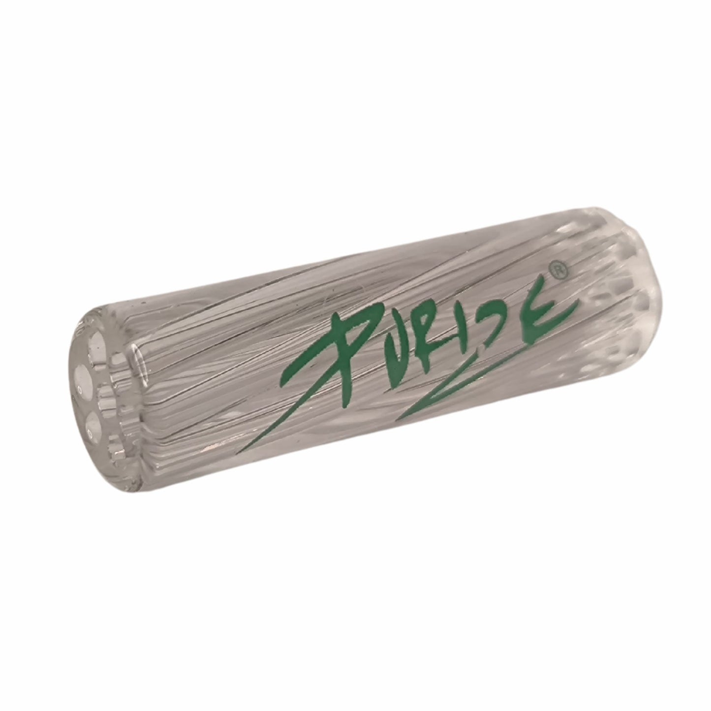 PURIZE® Spiral-Glasfilter 9 mm – Detailansicht der Luftlöcher und der spiralförmigen Rillen