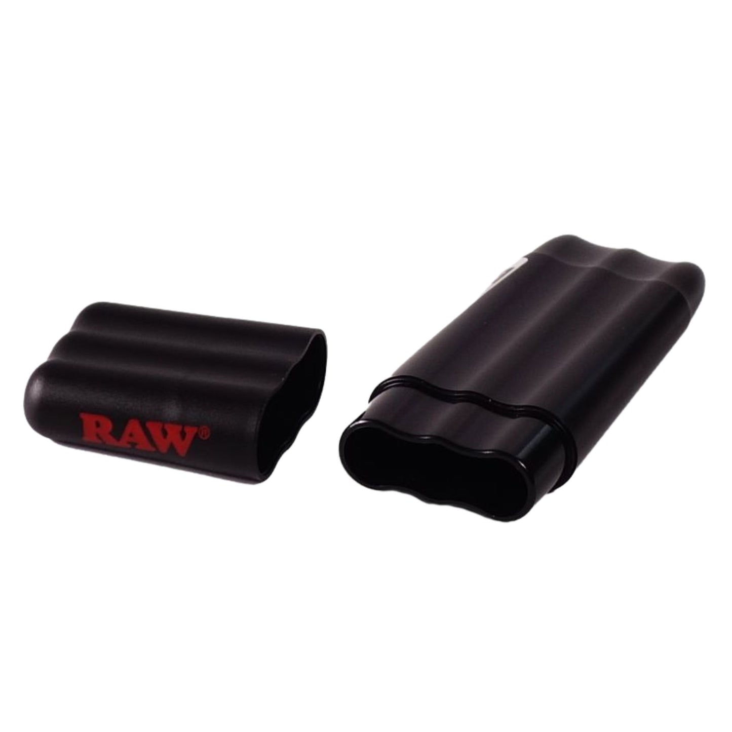 Schwarzes RAW Joint Case für drei Cones – luftdicht, kompakt und ideal als Joint Aufbewahrung für unterwegs.