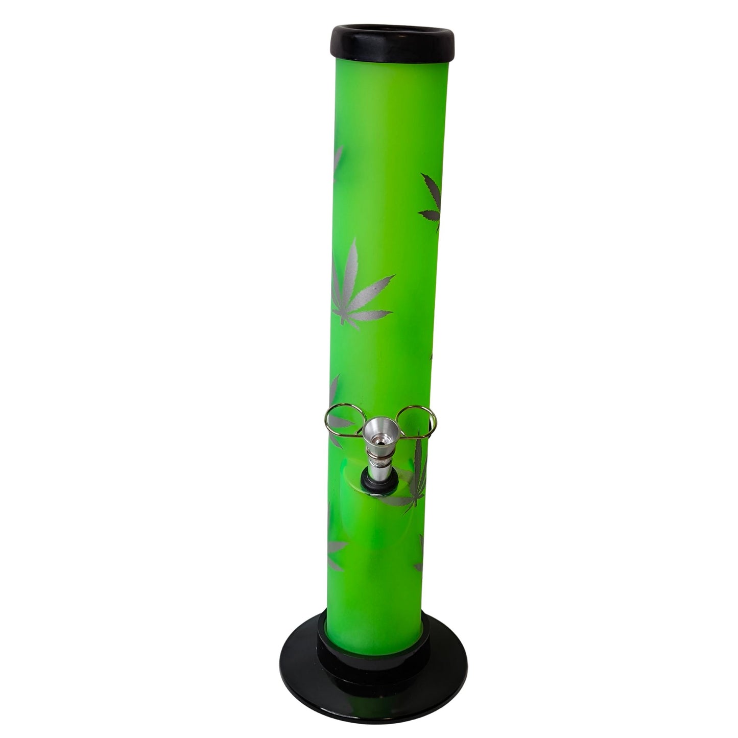 Frontalansicht der 33 cm hohen Bong mit Kickloch und Motivdruck