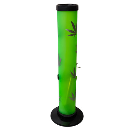 Rückseite der Zylinder-Bong mit schwarzem Standfuß und mattem Acryl