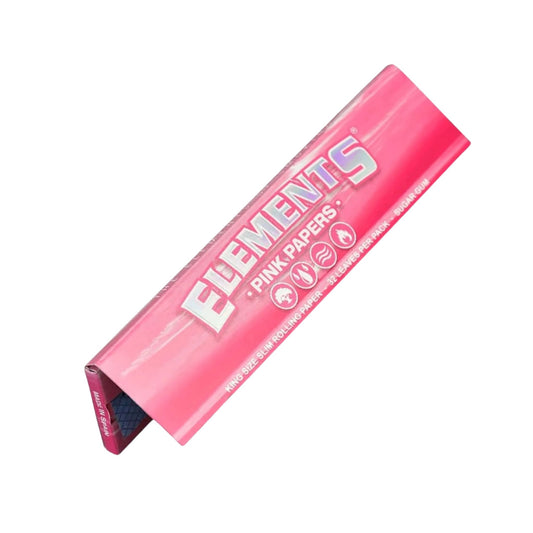 Packung der Elements Pink King Size Slim Papers mit 32 pinkfarbenen Blättchen im King Size Slim Format.