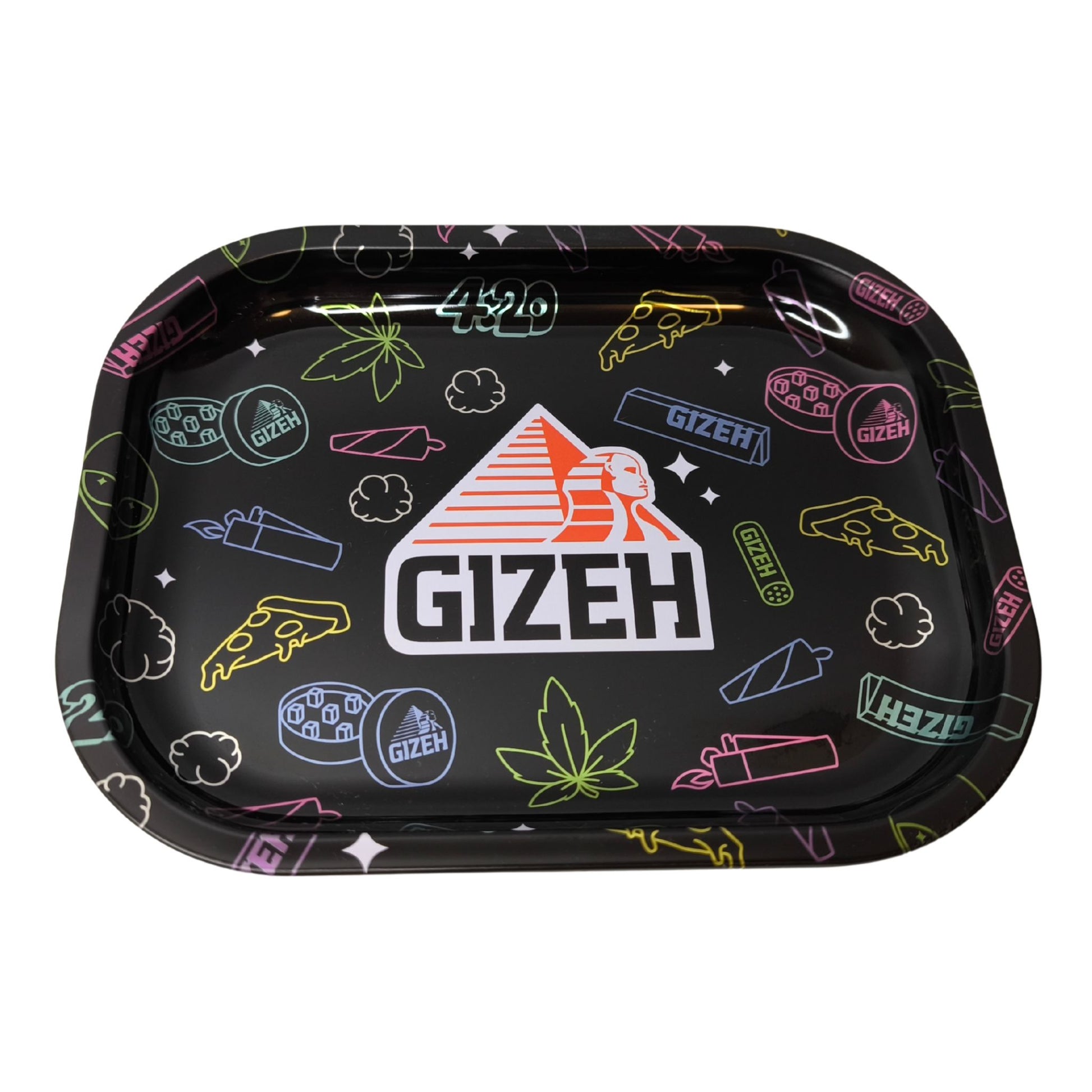 Gizeh Rolling Tray Comic 18 × 14 cm – Metall Drehunterlage mit Design
