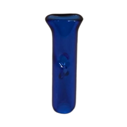 Wiederverwendbarer Glas Tip in Blau, ideal für umweltbewusstes Rauchen.