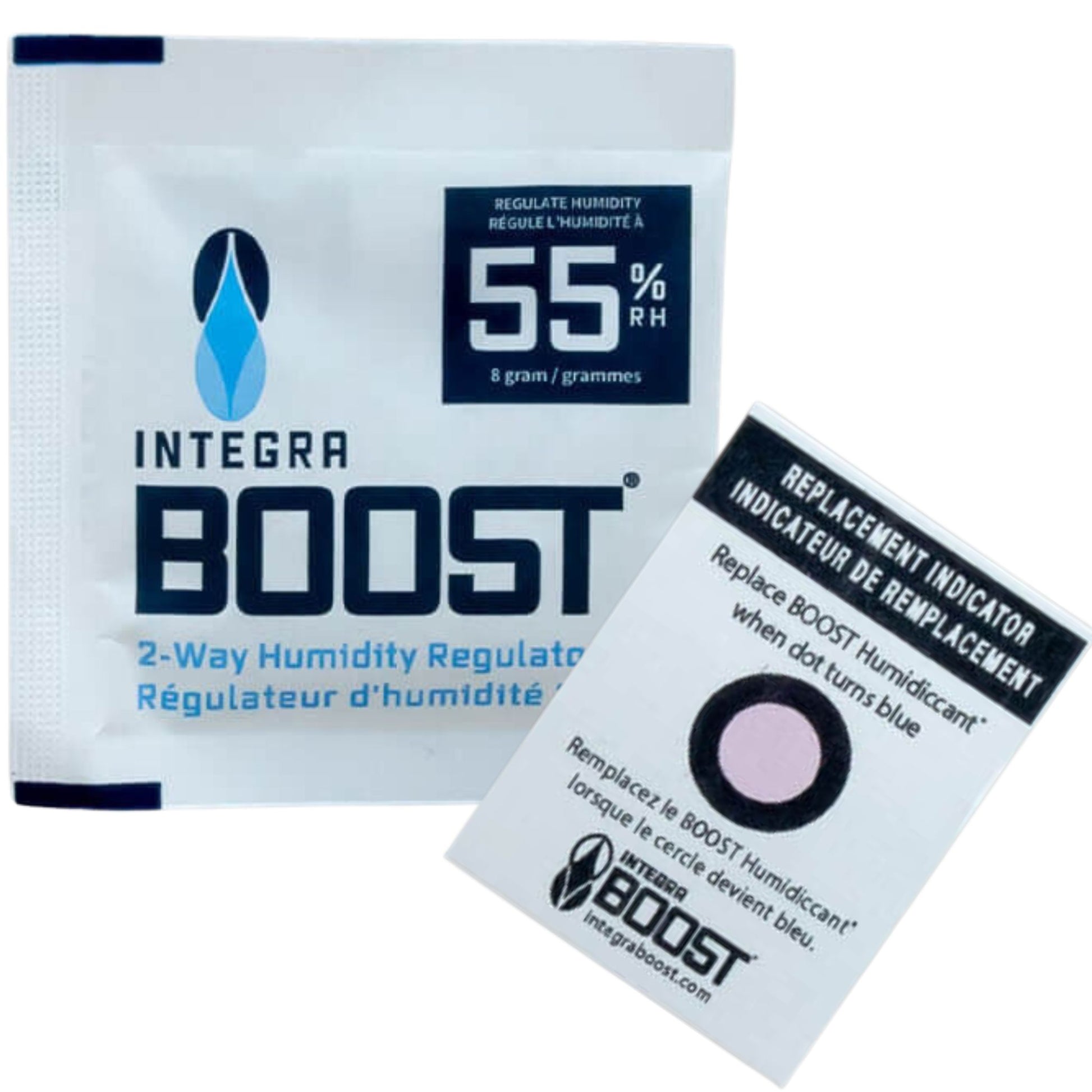 Kompaktes Integra Boost Humidity Pack mit 8 g Inhalt zur Feuchtigkeitsregulierung auf 55%. Ideal für Gras, Lebensmittel & empfindliche Materialien.