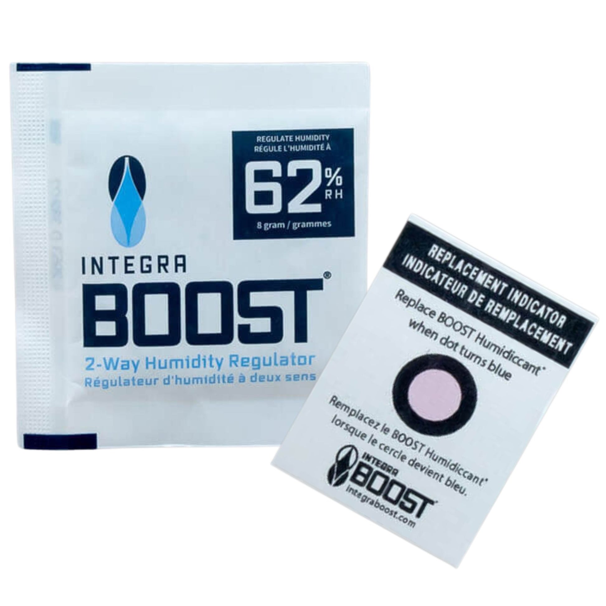 Kompaktes Integra Boost Humidity Pack mit 8 g Inhalt zur Feuchtigkeitsregulierung auf 62%. Ideal für Gras, Lebensmittel & empfindliche Materialien.