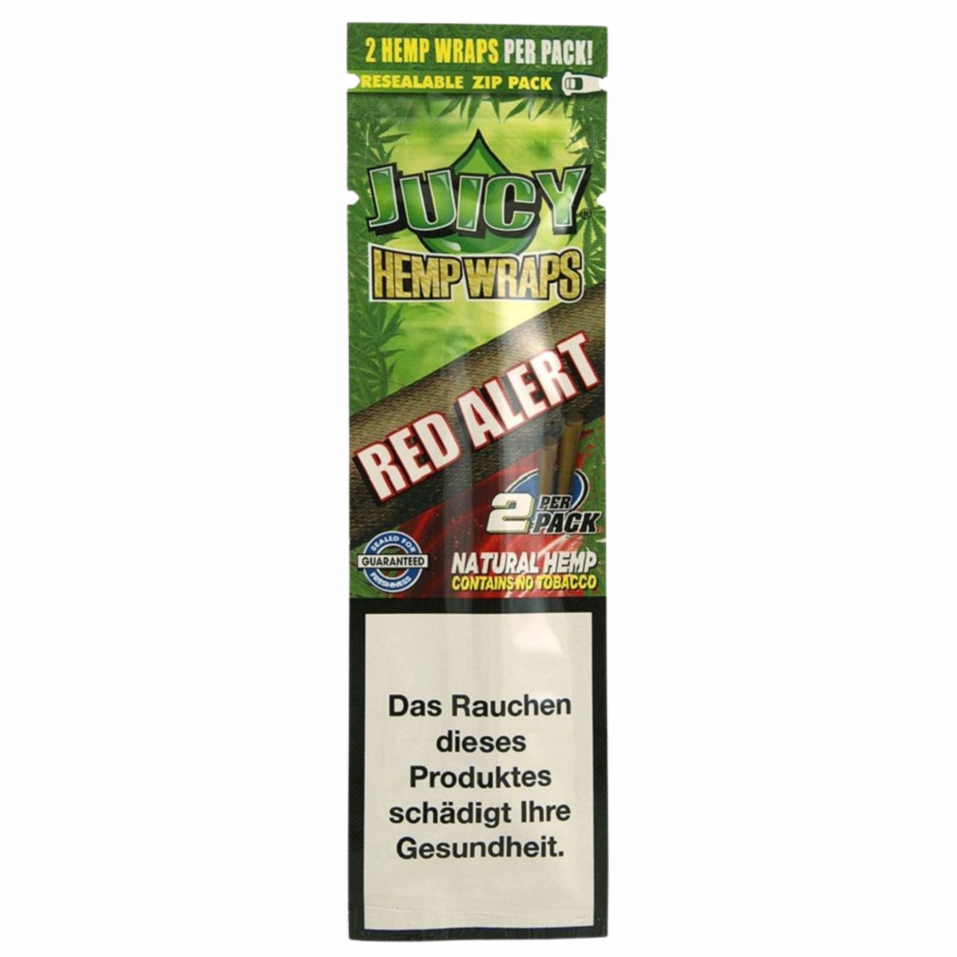 Juicy Jay’s Hemp Wraps – Red Alert mit Erdbeer-Aroma in wiederverschließbarer Verpackung