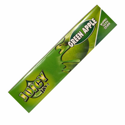 Juicy Jays King Size Slim Papers mit grünem Apfel-Aroma, aromatisierte Longpapers auf weißem Hintergrund